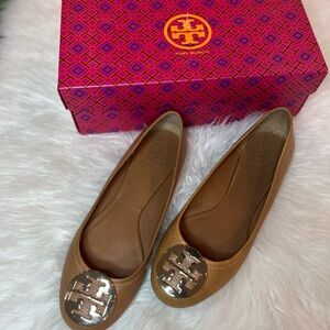 Tory Burch Brown Loafers with Silver Logo